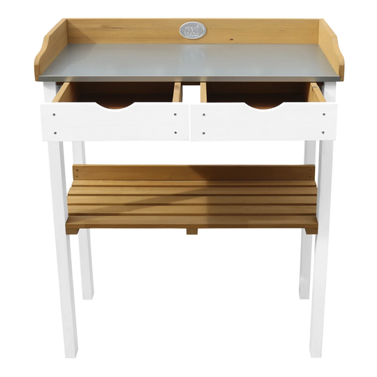 Potting Table with 2 Drawers Brown/White