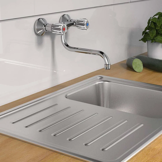 Schütte 2-Handle Wall Sink Mixer Brillant Chrome