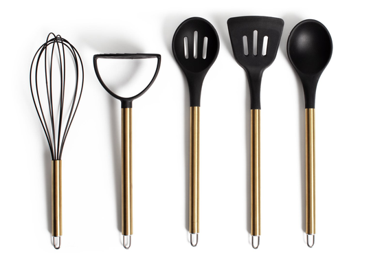 Habitat Winter Solstice 5 Piece Kitchen Utensil Set - Gold