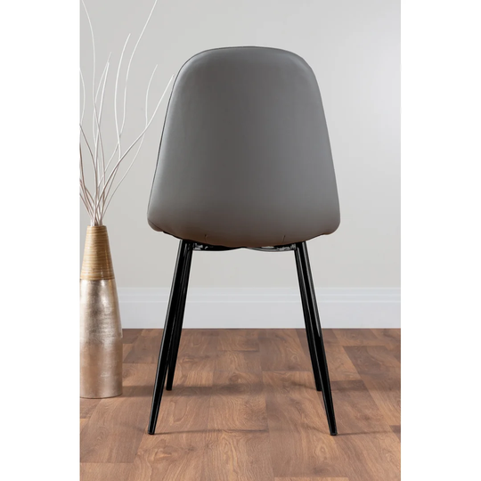 Leonardo Black Leg Glass Dining Table & 6 Grey Corona Black Leg Chairs