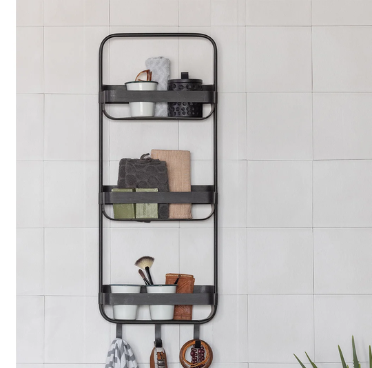 Pudalov Metal 3 - Hook Wall Mounted Coat Rack with Storage