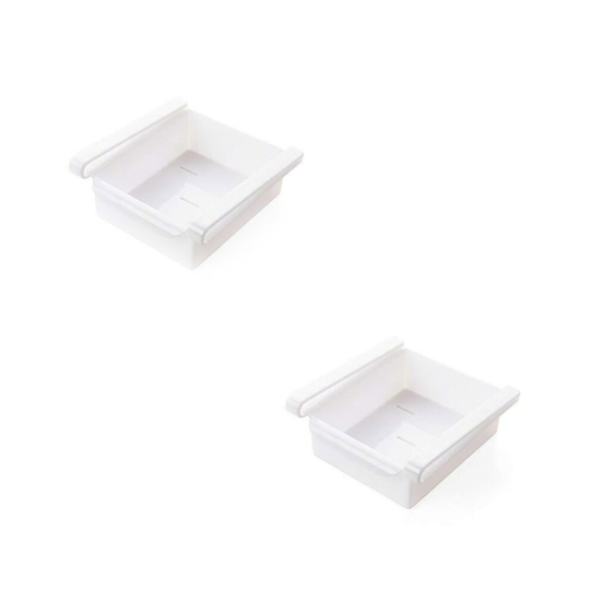 2pk GEEZY Plastic Fridge Drawer With Slide Shelf Storage Bin