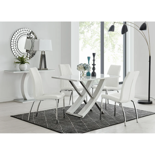 Mayfair 4 Dining Table And 4 White Isco Chairs