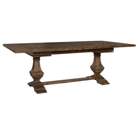 Forli Drop Leaf Oak Solid Wood Trestle Dining Table