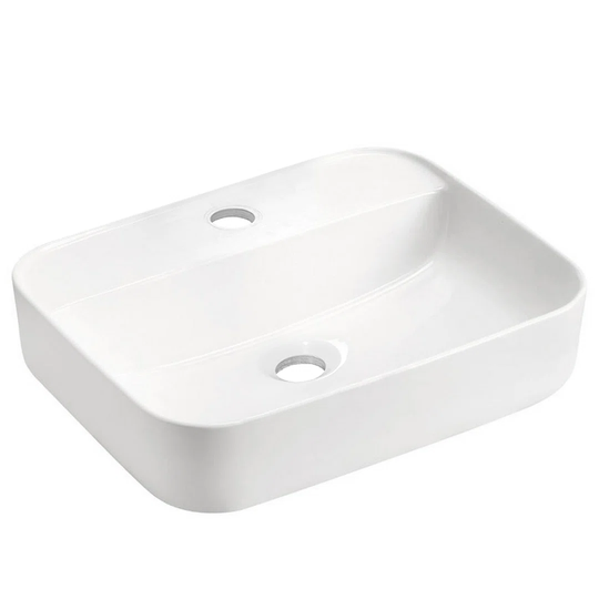 Olinda White Ceramic Rectangular Bathroom Sink with Faucet