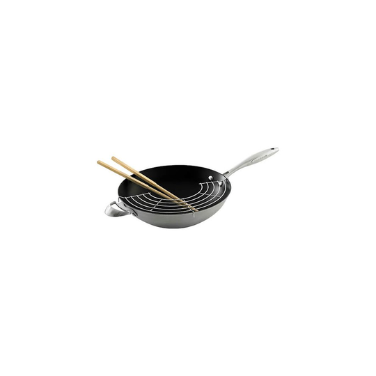 SCANPAN Pro IQ 68303200 Wok with Rack and Sticks, 32 cm