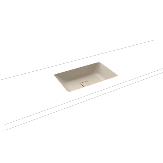 Cono Warm Beige Steel Enamel Rectangular Under Counter Bathroom Sink