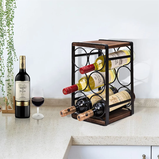 Hiddenite 6 Bottle Wine Bottle Rack in Brown
