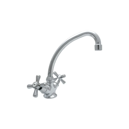 Hornsey Pull Out Touch Twin Lever Monobloc Tap with Star Handle
