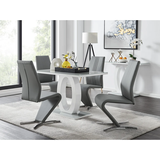 Giovani 4 Grey Dining Table & 4 Grey Willow Chairs