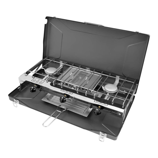 Milestone 18929 Double Burner Gas Stove and Grill / Powerful Performance / Ideal for Camping, Caravan Stays and BBQs