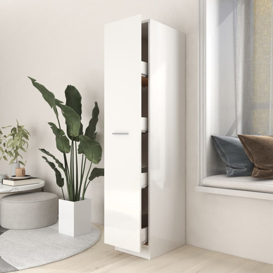 vidaXL Apothecary Cabinet High Gloss White Chipboard Storage Home Organiser