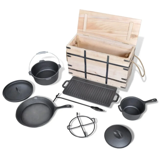Belfry Kitchen 9 Pieces Cast Iron Non Stick Cookware Set