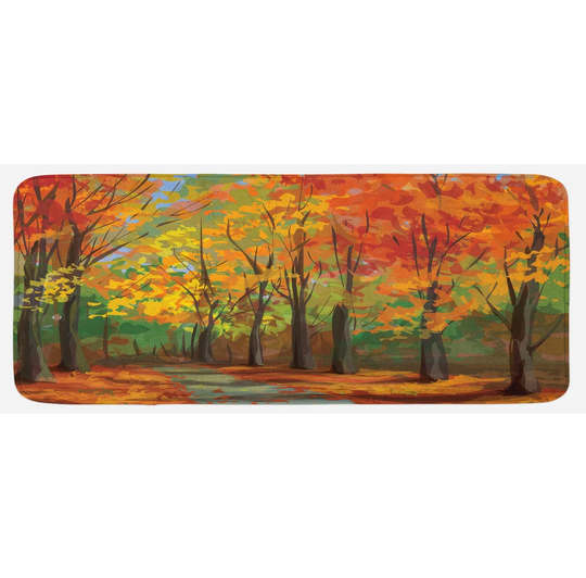 Brunet Rustic North Woods with Leaves Kitchen Mat