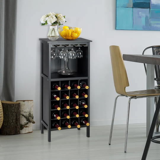 Chamberlan 20 Bottle Floor Wine Bottle & Glass Rack