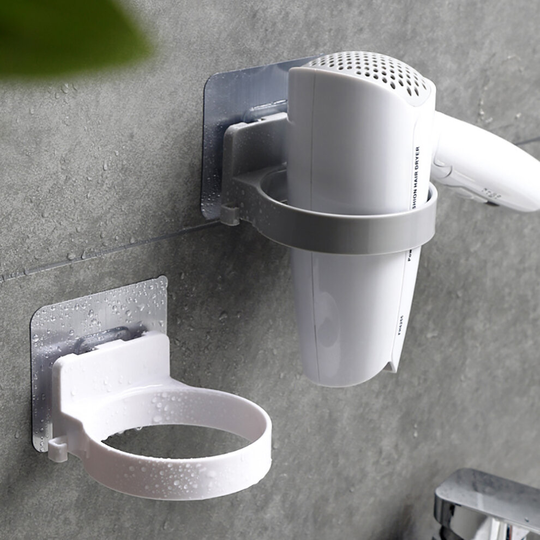 (Grey) Bathroom Wall Mounted Electric Hair Dryer Holder Storage Rack Shelf Organizer