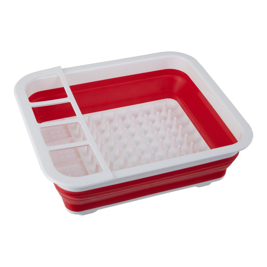 Red White Collapsible Dish Rack Kitchen Storage
