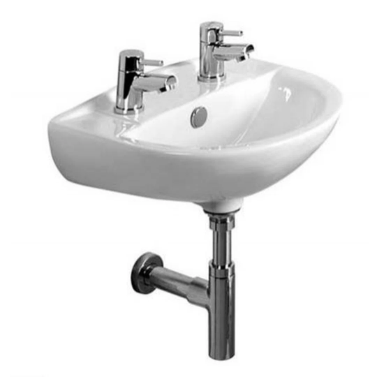 White Ceramic U-Shaped Cloakroom Basin Bathroom Sink with Overflow
