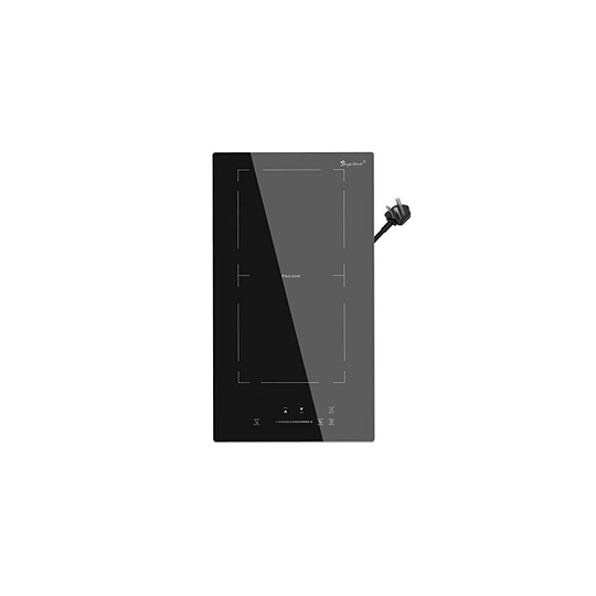 Induction Hob, Plug in Electric Cooktop 2800W 13Amp, Flex Zone for BBQ Function, Built-in 2 Burner Hobs 30cm, Shiny Black 220~240V