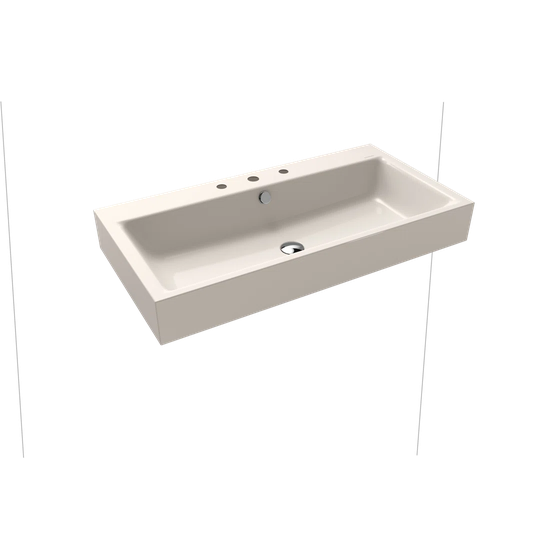 Pergamon Metal Rectangular Wall Hung Basin Bathroom Sink with Overflow