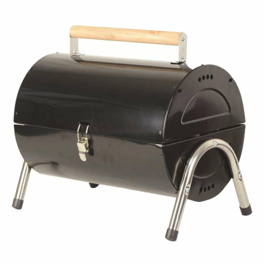 Double Sided Folding Barbecue Grill with Side Vents and Wooden Carry Handle Camping Travel