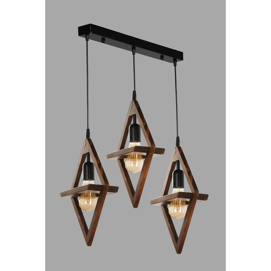 Zahraa 3 - Light Kitchen Island Geometric Pendant with Wood Accents