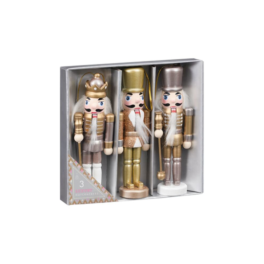 Wooden Fabric Nutcracker Men Box Christmas Tree Decoration Xmas - Gold
