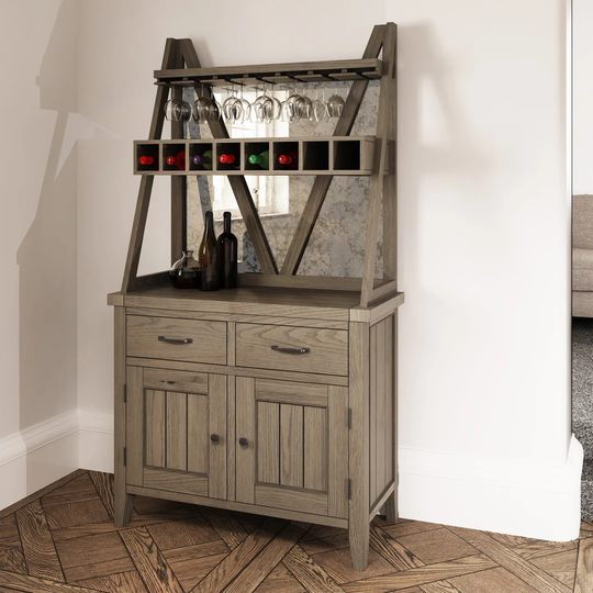 Cale 8 Bottle Tabletop/Countertop Wine Bottle & Glass Rack in Grey