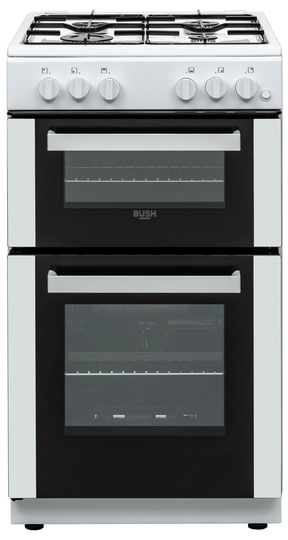 Bush BGC50DW 50cm Double Oven Gas Cooker - White