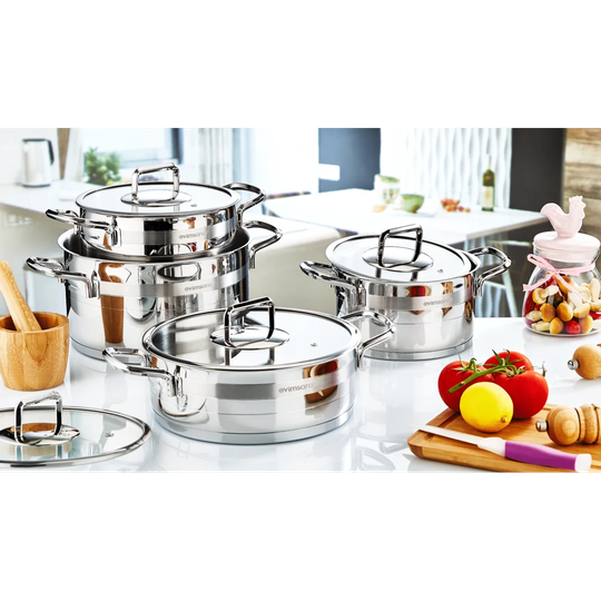 Safir Series 8-piece Stainless Steel Cookware Set