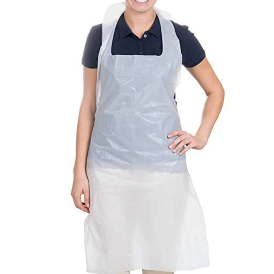 100 Pcs Waterproof Disposable Apron White Polythene Apron