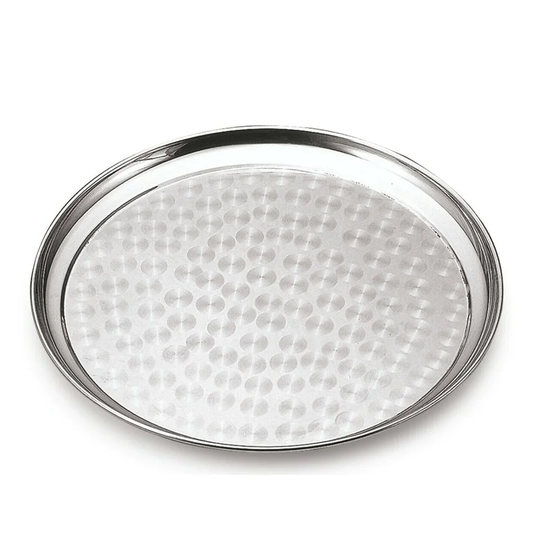 Stainless Steel Round Serving Table Tray Platter Dish Food Fruit Puja Thaali - Size: 40Cm