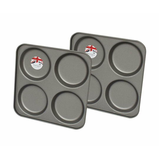 2x 4 Cup Yorkshire Pudding Muffin Tray Non Stick Pan Tin Tart Dessert Bun Tray