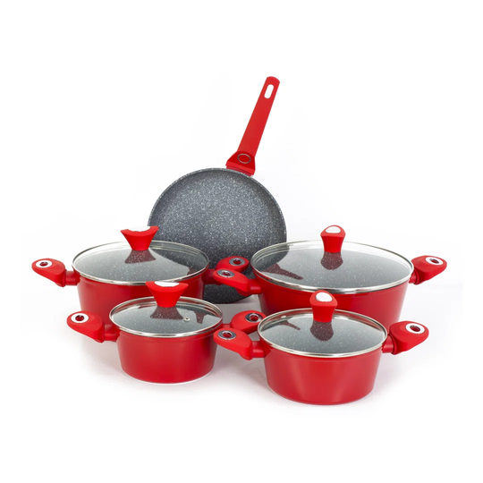 Set Of Pots With 9 Pieces, Zilan ZLN3260, Aluminum Material, Granite Interior, Induction Compatible