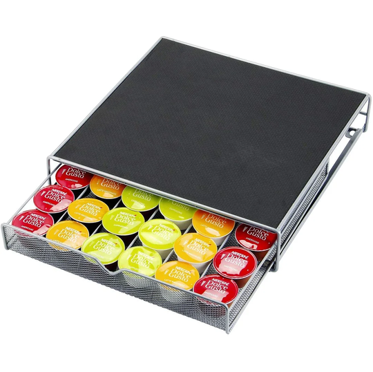 Coffee Machine Stand And Casule Pod Holder Storage Drawer | Compatible With Most Coffee Machines | Silicone Soft Rubber Legs | Drawer Holds 36 Coffee