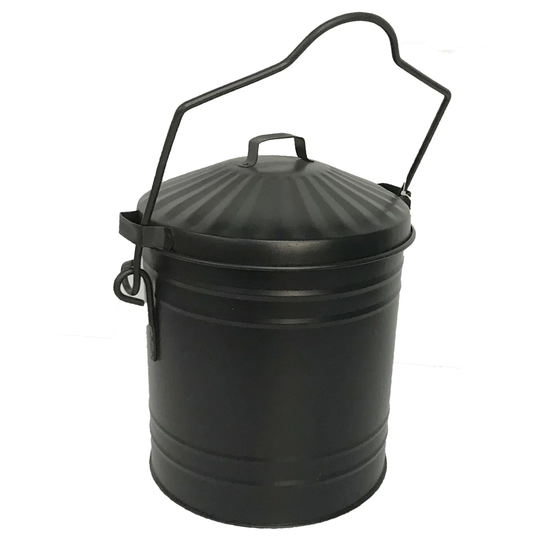 Helin Galvanised Bucket with Lid and Handle 13L Steel Log Carrier
