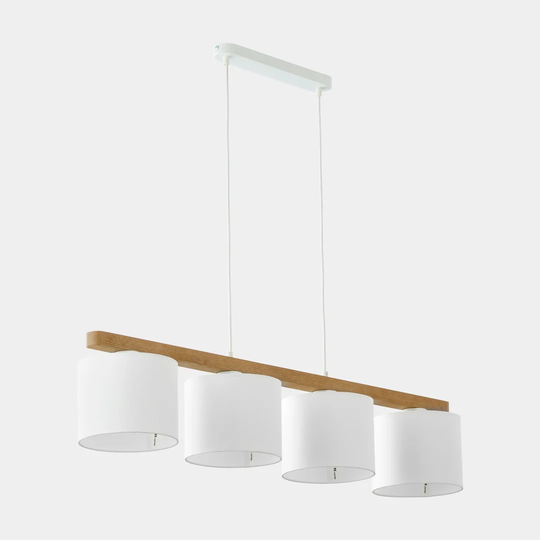 Euin 4 - Light Kitchen Island Drum Pendant with Wood Accents