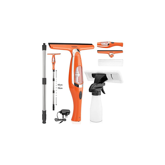 Monzana Rechargeable Window Vacuum Cleaner Set Spray Bottle Telescopic Rod Streak-Free Microfibre Shower Mirror Wipers Cordless UK Plug Vac