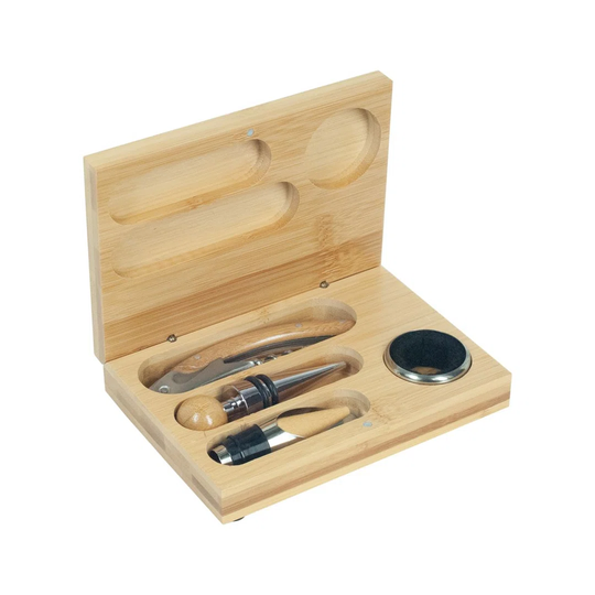 Omarion 4 Piece Bamboo Box for Wine Kitchen Bottle Opener