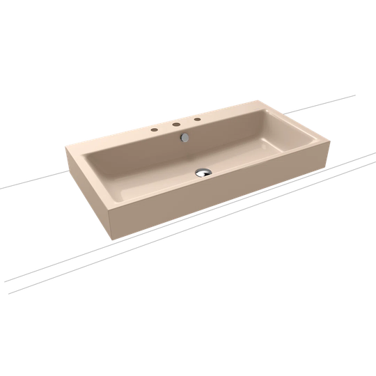 Bahama Beige Metal Rectangular Countertop Basin Bathroom Sink with Overflow