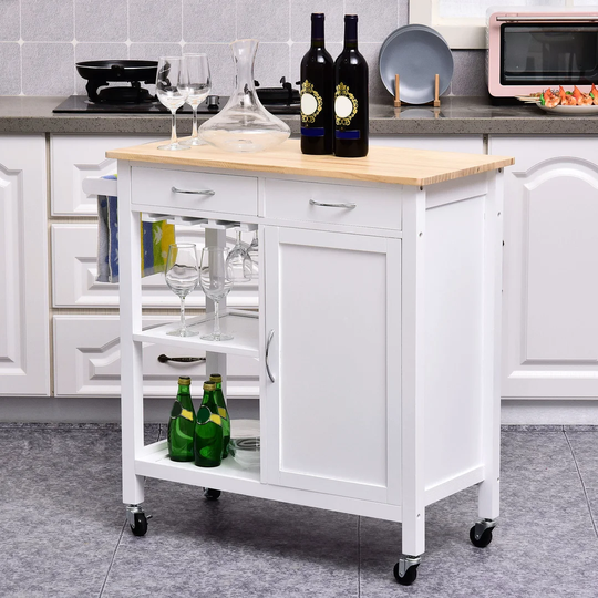Delanie 88.5 Cm Kitchen Trolley with Locking Wheels