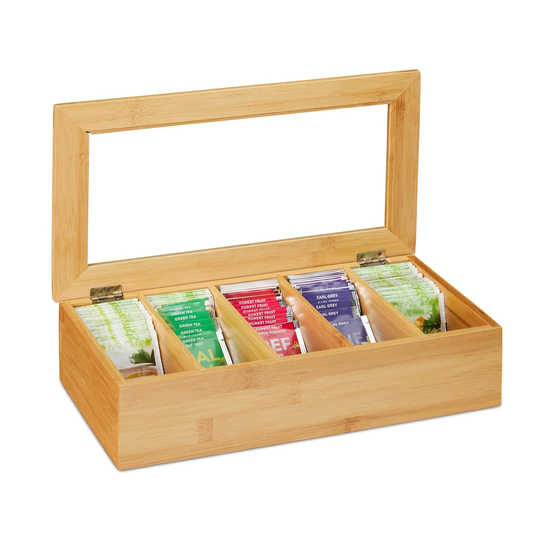 Tea box bamboo 5 compartments