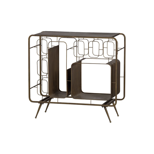 Capo 8 Bottle Floor Wine Bottle Rack in Antique Brass