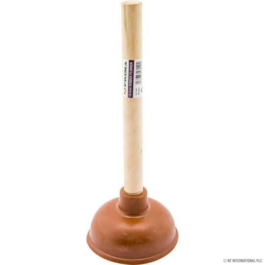 BATHROOM RUBBER SINK TOILET WOODEN HANDLE PLUNGER UNBLOCKER CLEANER