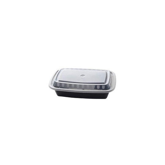 STACKABLES - 10 Pack Solid Plastic Rectangular Black Food Containers with Clear Lids ~ BPA-Free ~ Microwave, Fridge, and Freezer Safe ~ Reusable