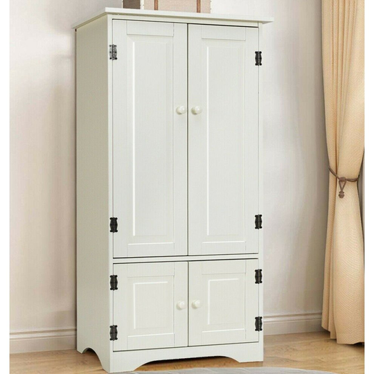 Tall Kitchen Larder Slim White Pantry Cabinet Cupboard Storage