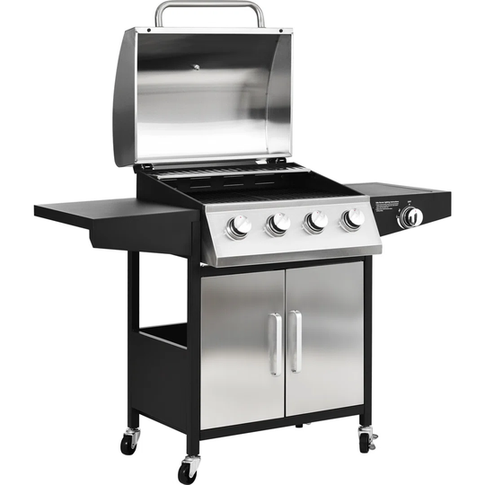 Adetoyosi Dakota Fields 4 - Burner Free Standing Natural Gas 9895.21 BTU Gas Grill with Side Burner and Cabinet