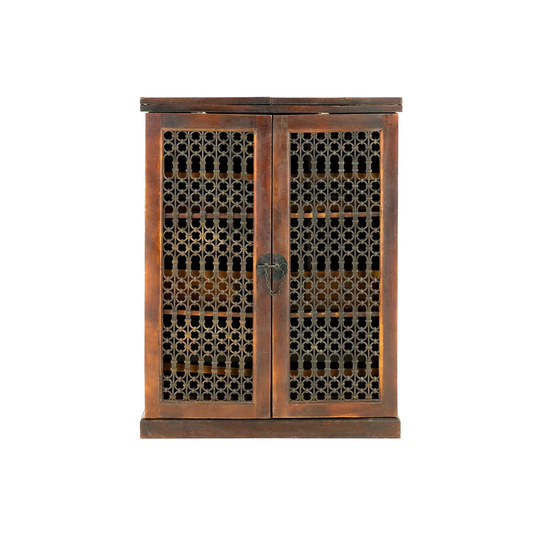 Bewley 8 Bottle Solid Wood Floor Wine Bottle & Glass Rack in Brown