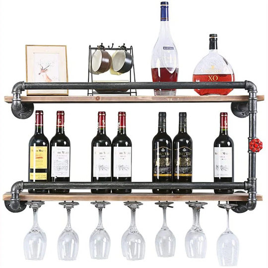 Rep 1 Bottle Wall Mounted Wine Bottle & Glass Rack in Vintage Color
