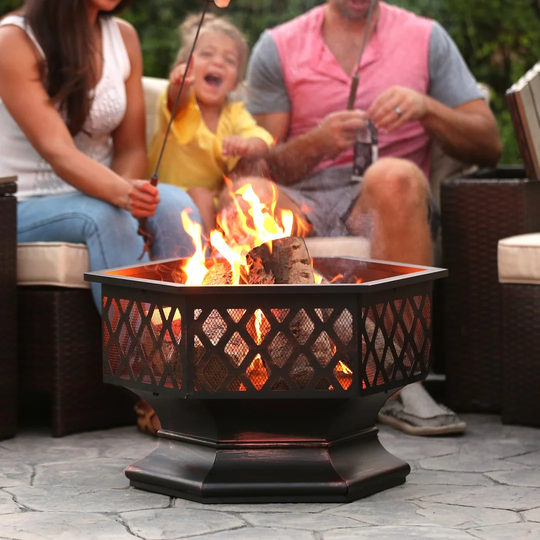 Demopolis 58Cm H x 70Cm W Iron Outdoor Fire Pit with Lid